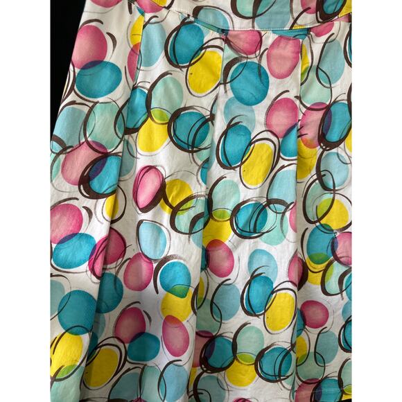 S.L.B Pleated A-Line Skirt 12 Pink Blue Yellow Polka Dots Casual Fun Kidcore - Picture 2 of 8